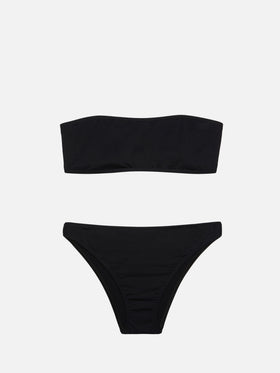 Sibilla High-Waist-Badehose mit hohem Beinausschnitt – Rebby schwarzes Bandeau-Top