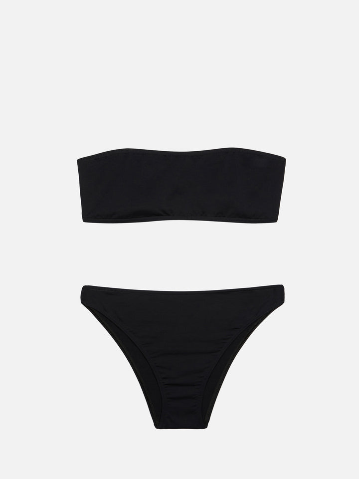 Bikini a fascia Rebby Sibilla con slip a vita alta e sgambatura alta in nero