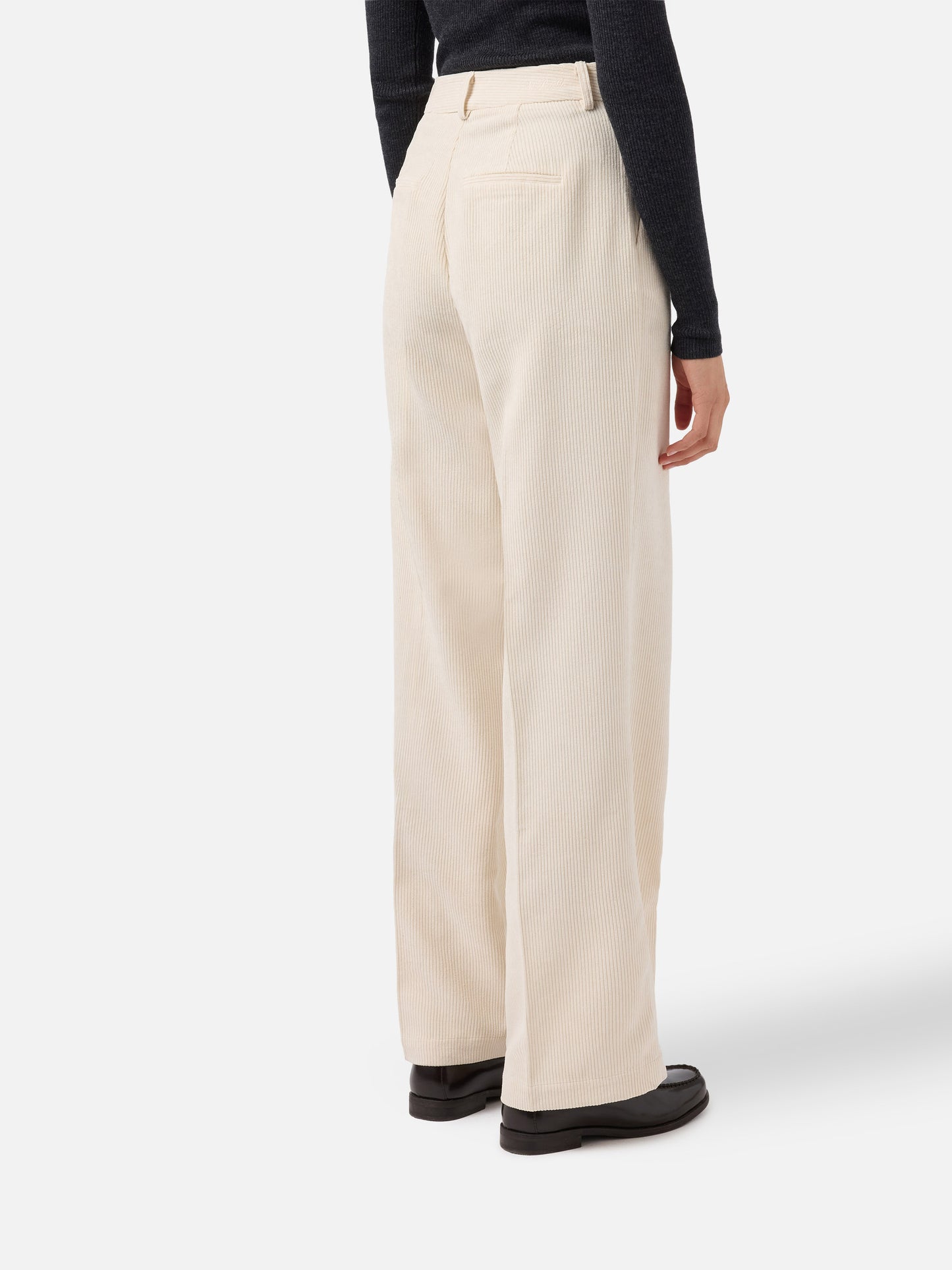 Rebella wide-leg trousers in corduroy cream white