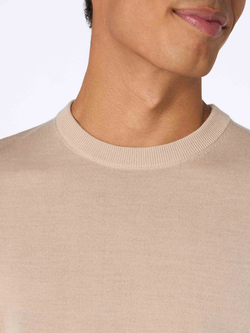 Man beige merino wool sweater Regent