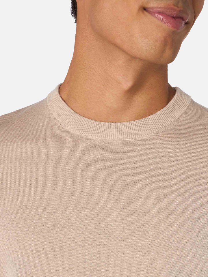 Beige sweater Regent in 100% MERINO WOOL