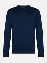 Maglione da uomo Regent blu navy in lana merino