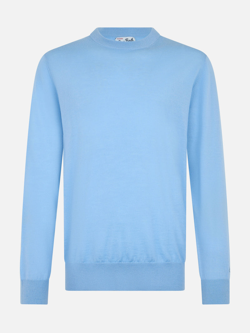 Maglione da uomo Regent azzurro in lana merino