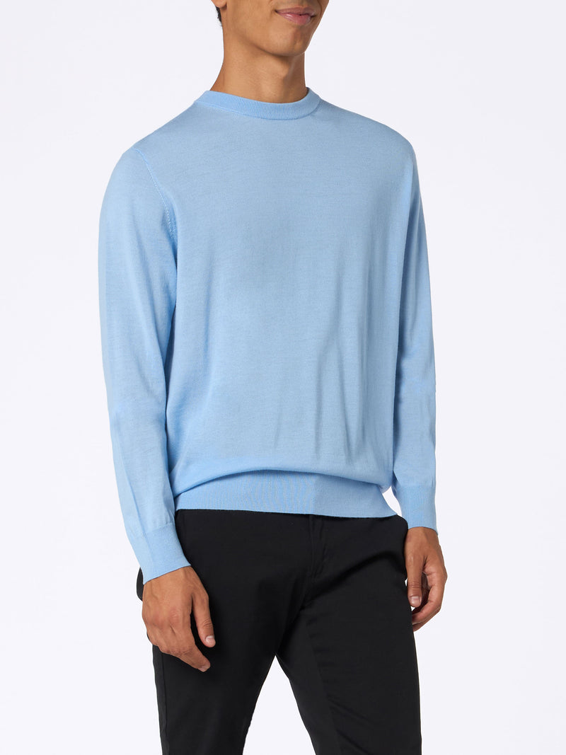 Maglione da uomo Regent azzurro in lana merino