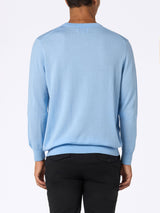 Maglione da uomo Regent azzurro in lana merino