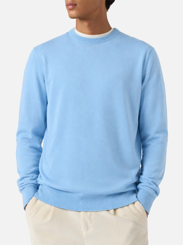 Rundhalspullover Regent aus 100% hellblauer MERINO WOOL 