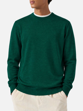 Crewneck-Pullover Regent in British Green MERINO WOOL 