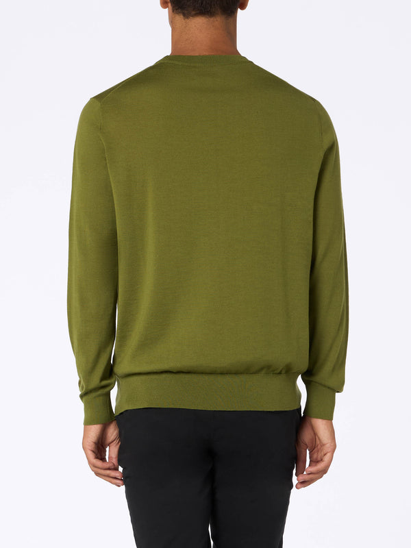 Maglione da uomo Regent in lana merino pistacchio