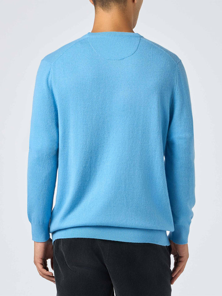 Man dusty blue blended cashmere crewneck sweater Regent - MC2 Saint Barth