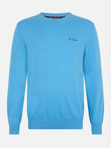 Maglione girocollo in misto cashmere blu polvere da uomo Regent