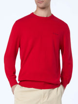 Maglione girocollo in misto cashmere rosso da uomo Regent