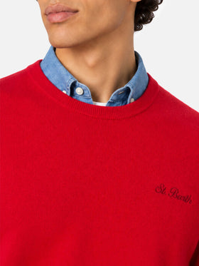 Crewneck-Pullover Regent in Rot aus BLENDED CASHMERE 
