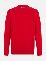 Maglione girocollo in misto cashmere rosso da uomo Regent