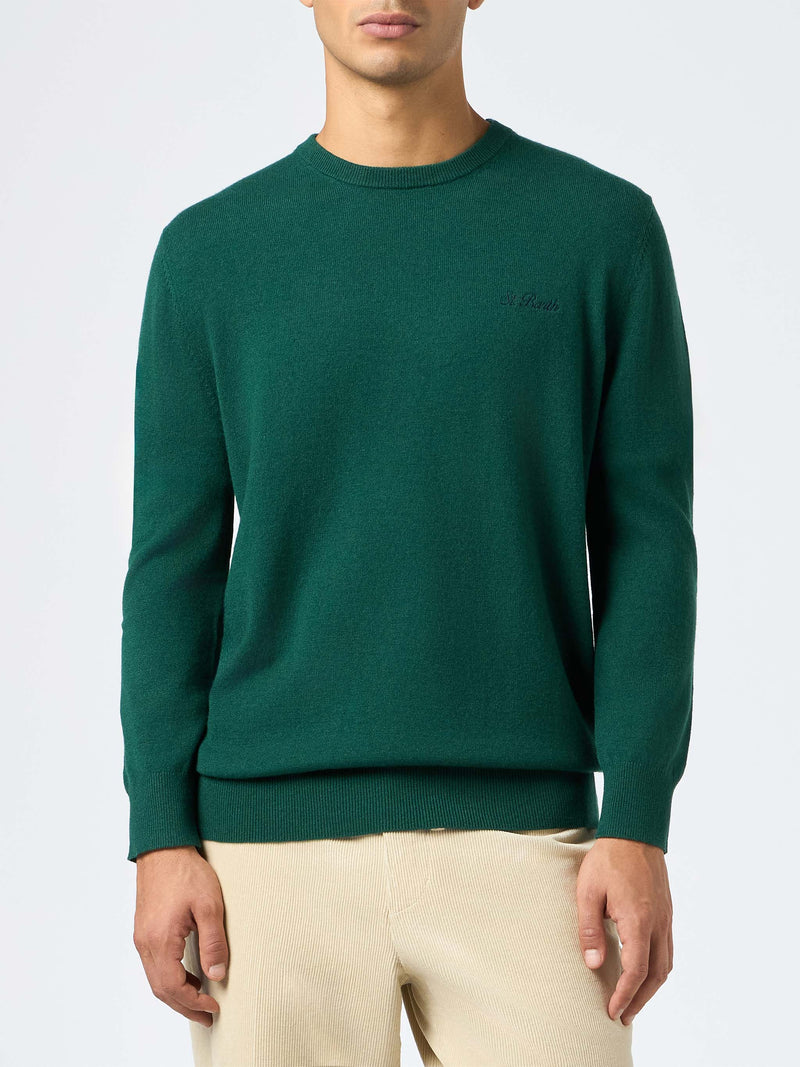 Man British green blended cashmere crewneck sweater Regent