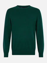 Maglione girocollo in misto cashmere verde inglese da uomo Regent