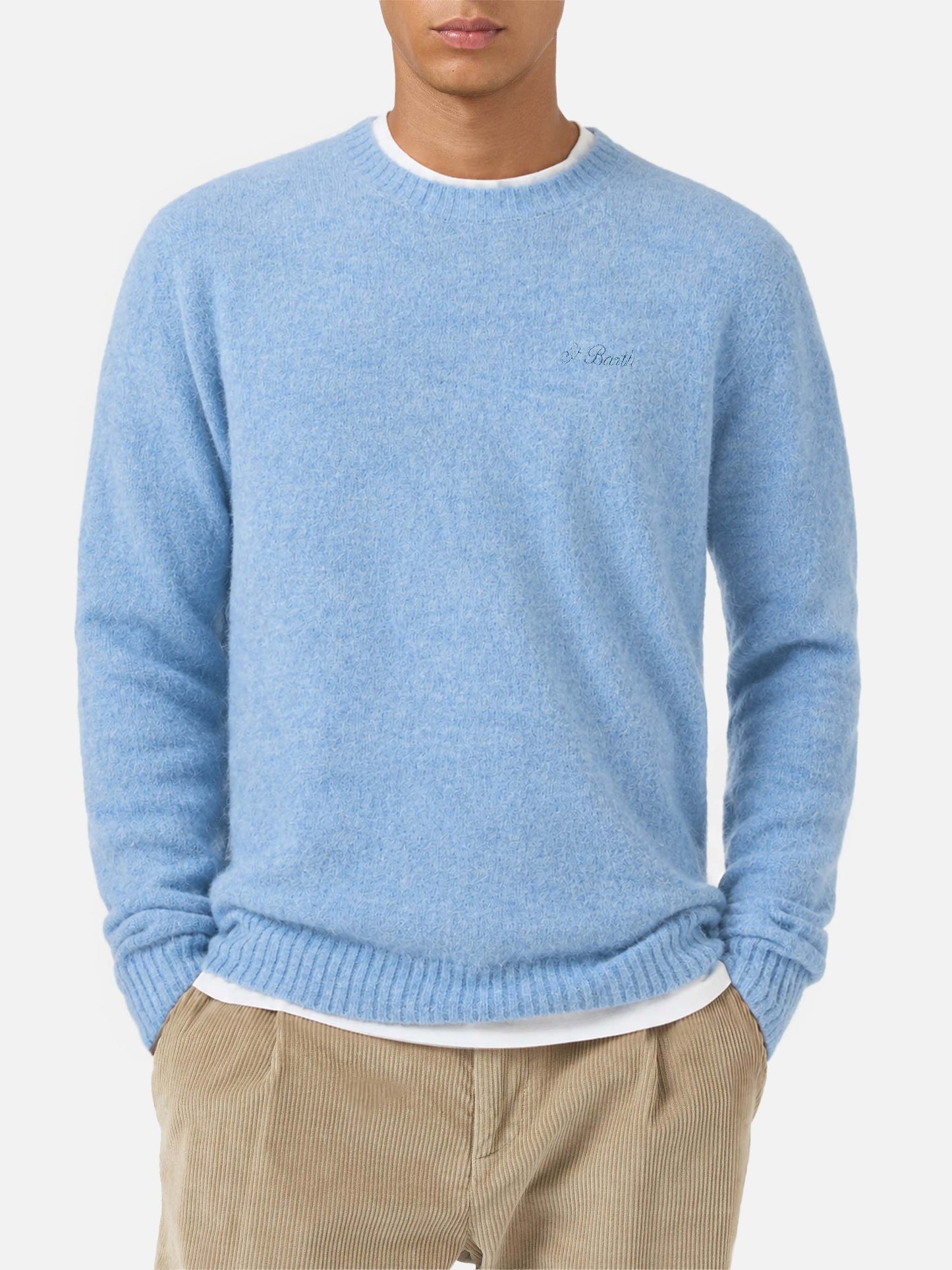 Rundhalspullover Regent in ALPACA STRETCH azzurro 