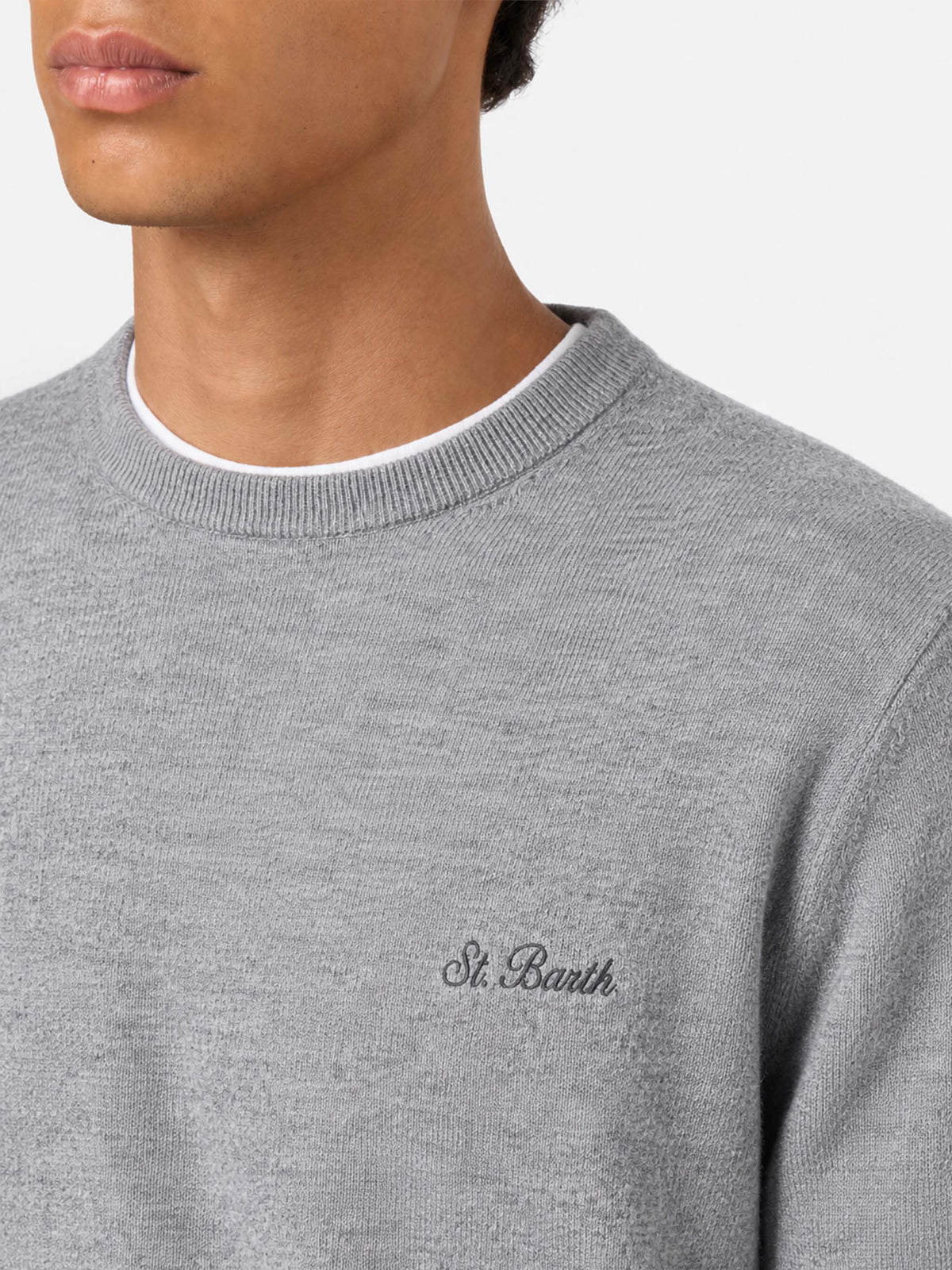 Maglione Regent grigio melange con profilo tartan