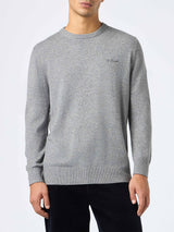 Man mélange grey blended cashmere crewneck sweater Regent