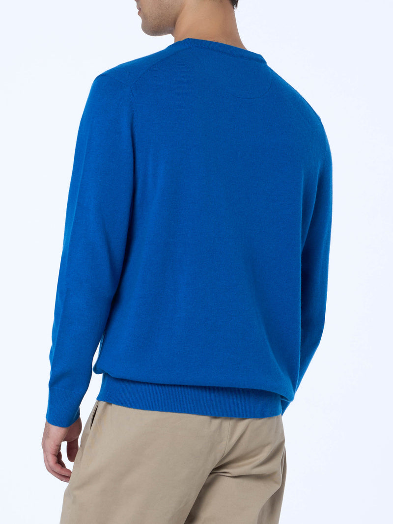 Maglione girocollo in misto cashmere bluette da uomo Regent