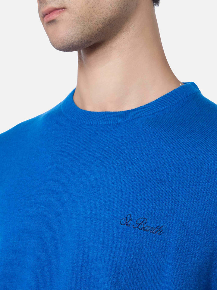 Man bluette blended cashmere crewneck sweater Regent - MC2 Saint Barth