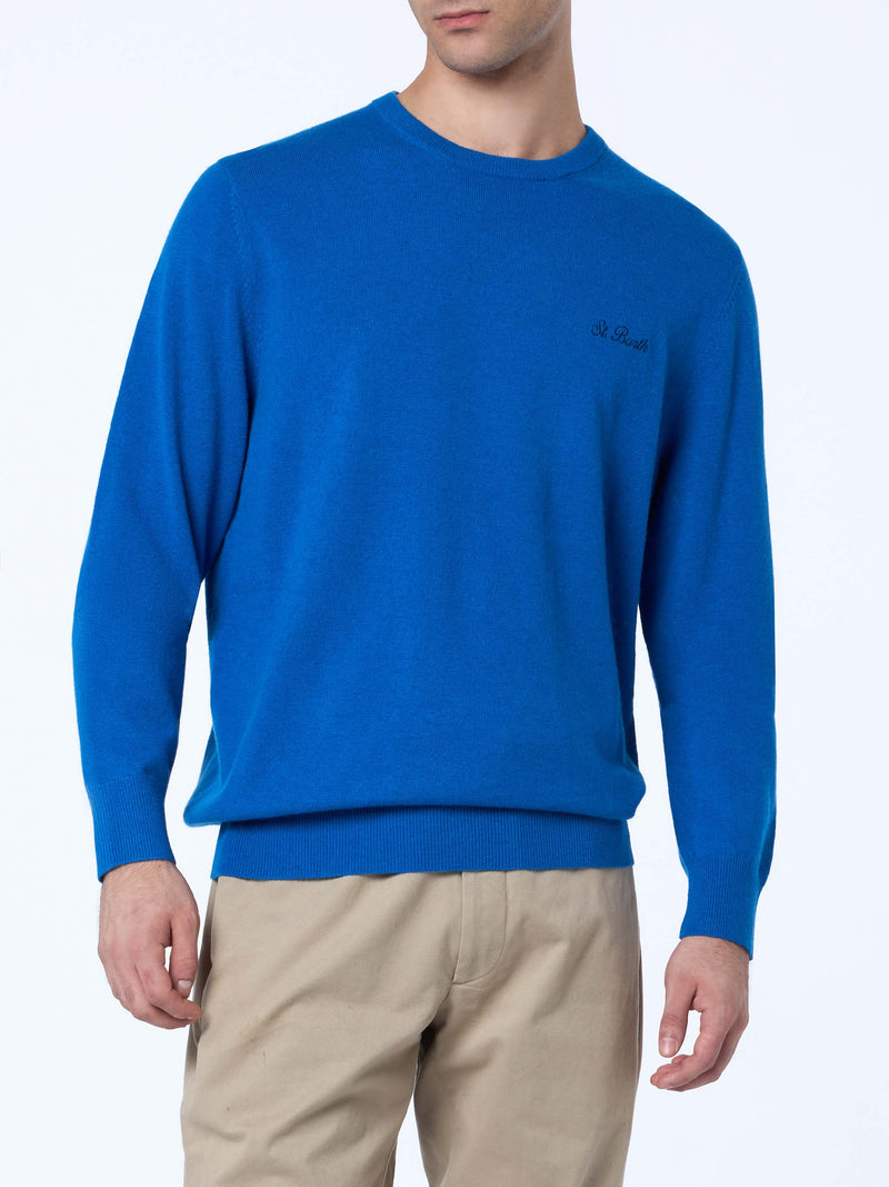 Maglione girocollo in misto cashmere bluette da uomo Regent