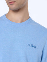 Man light blue blended cashmere crewneck sweater Regent