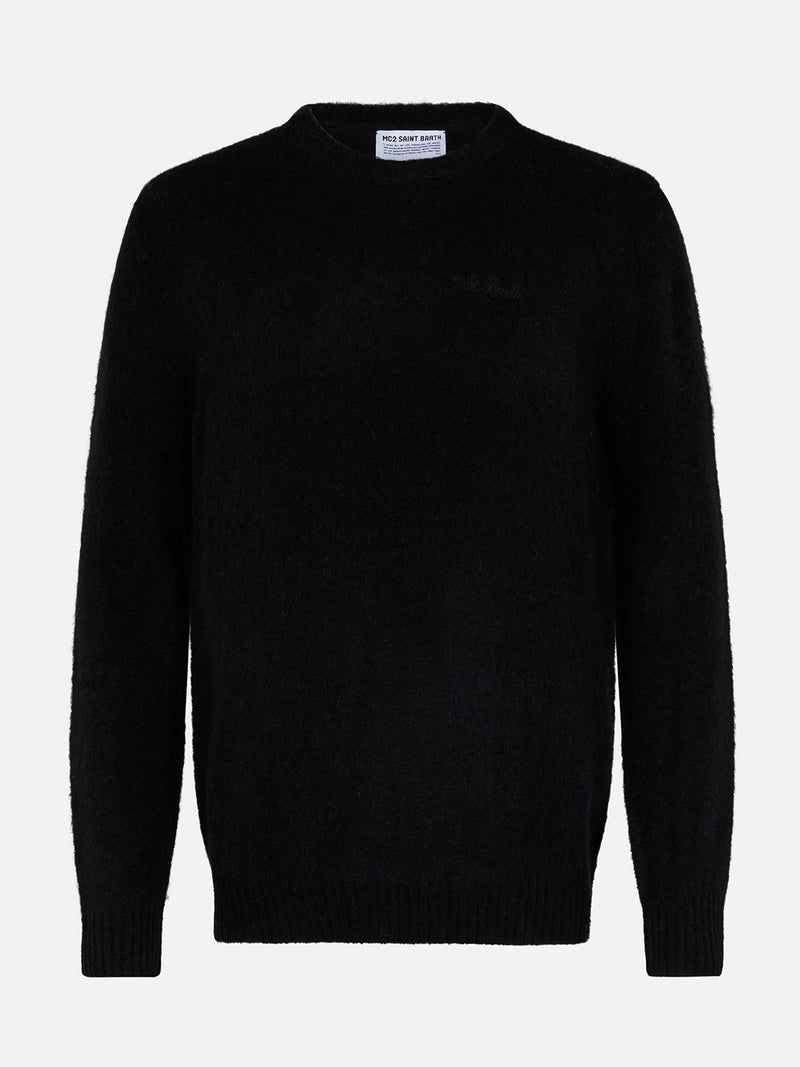 Maglione da uomo girocollo elasticizzato nero Regent