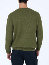 Man military green crewneck stretch sweater Regent