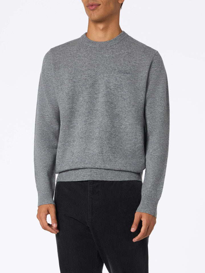 Man mélange grey lambswool sweater Regent - MC2 Saint Barth
