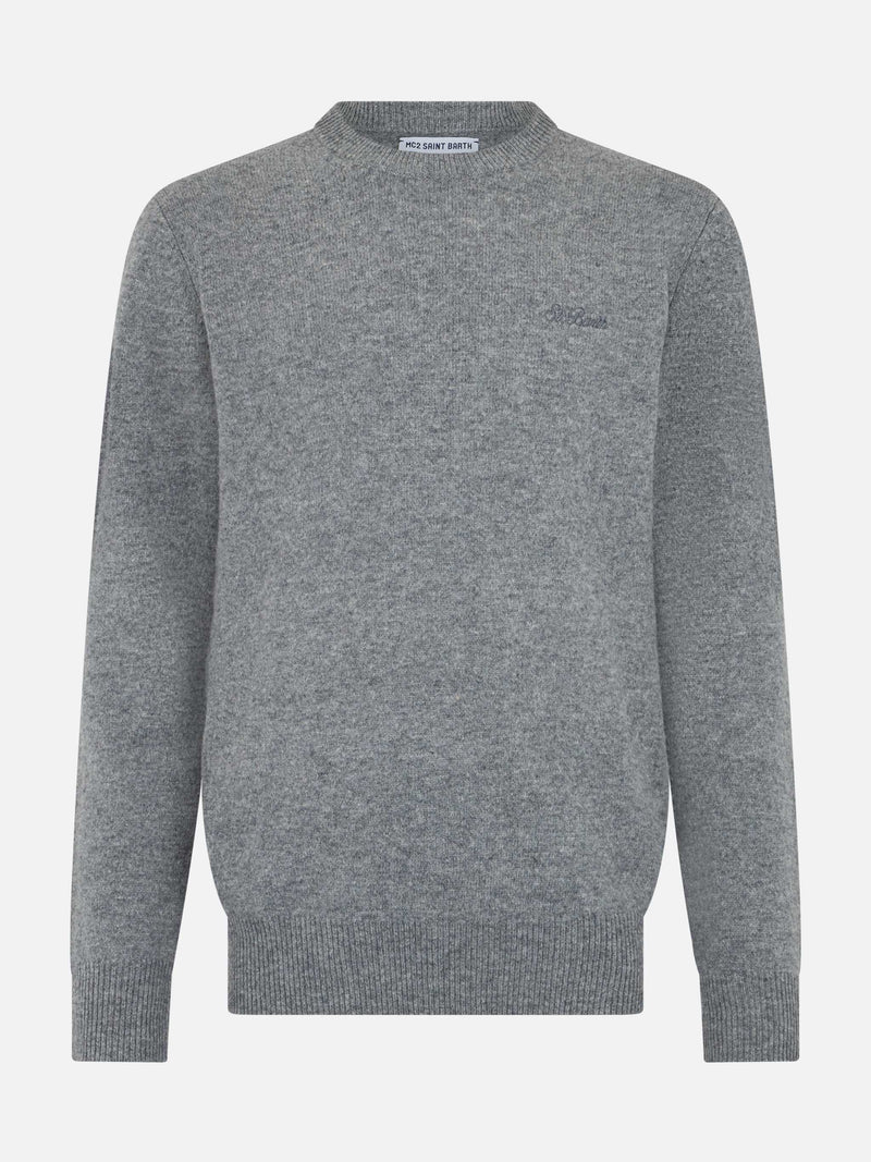 Maglione da uomo in lambswool grigio mélange Regent