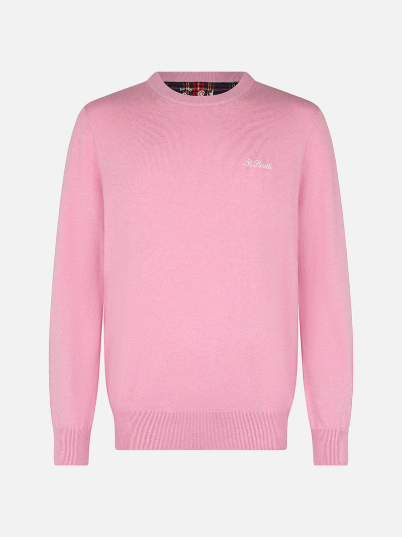 Man pink cashmere blend crewneck sweater Regent