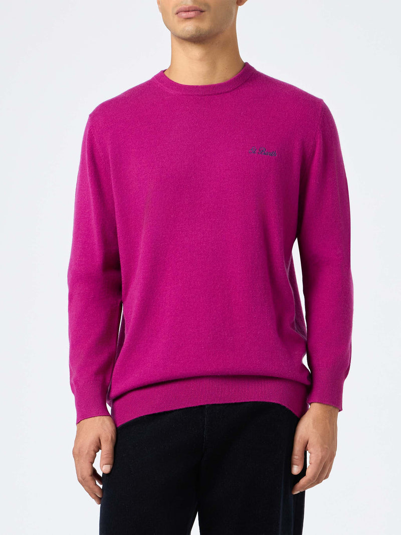 Maglione girocollo in misto cashmere con motivo peonia da uomo Regent