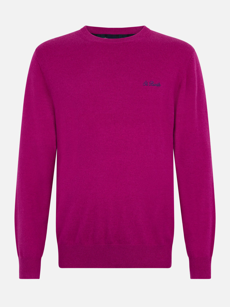 Maglione girocollo in misto cashmere con motivo peonia da uomo Regent