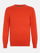 Maglione girocollo in misto cashmere arancione da uomo Regent