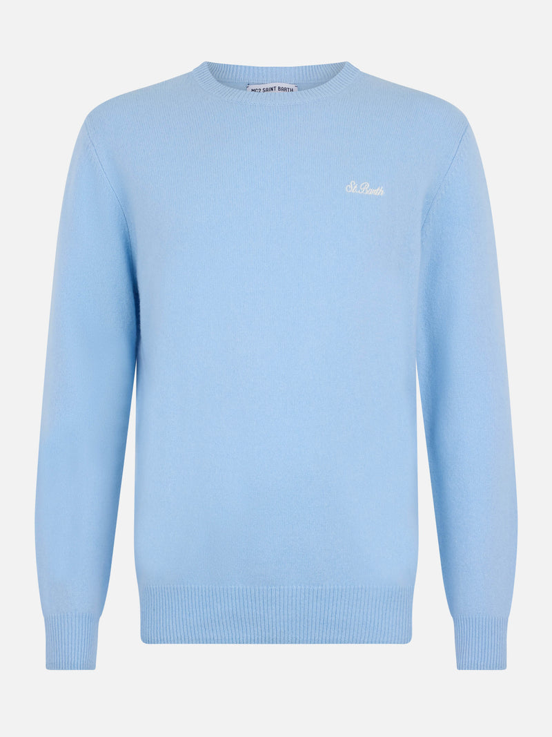 Maglione da uomo in lambswool azzurro Regent