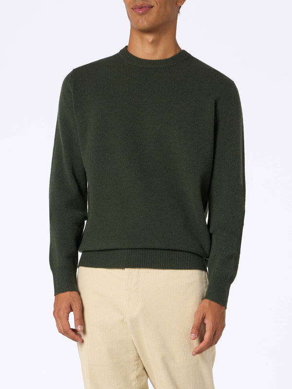 Maglione da uomo in lambswool verde militare Regent