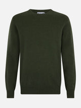 Maglione da uomo in lambswool verde militare Regent