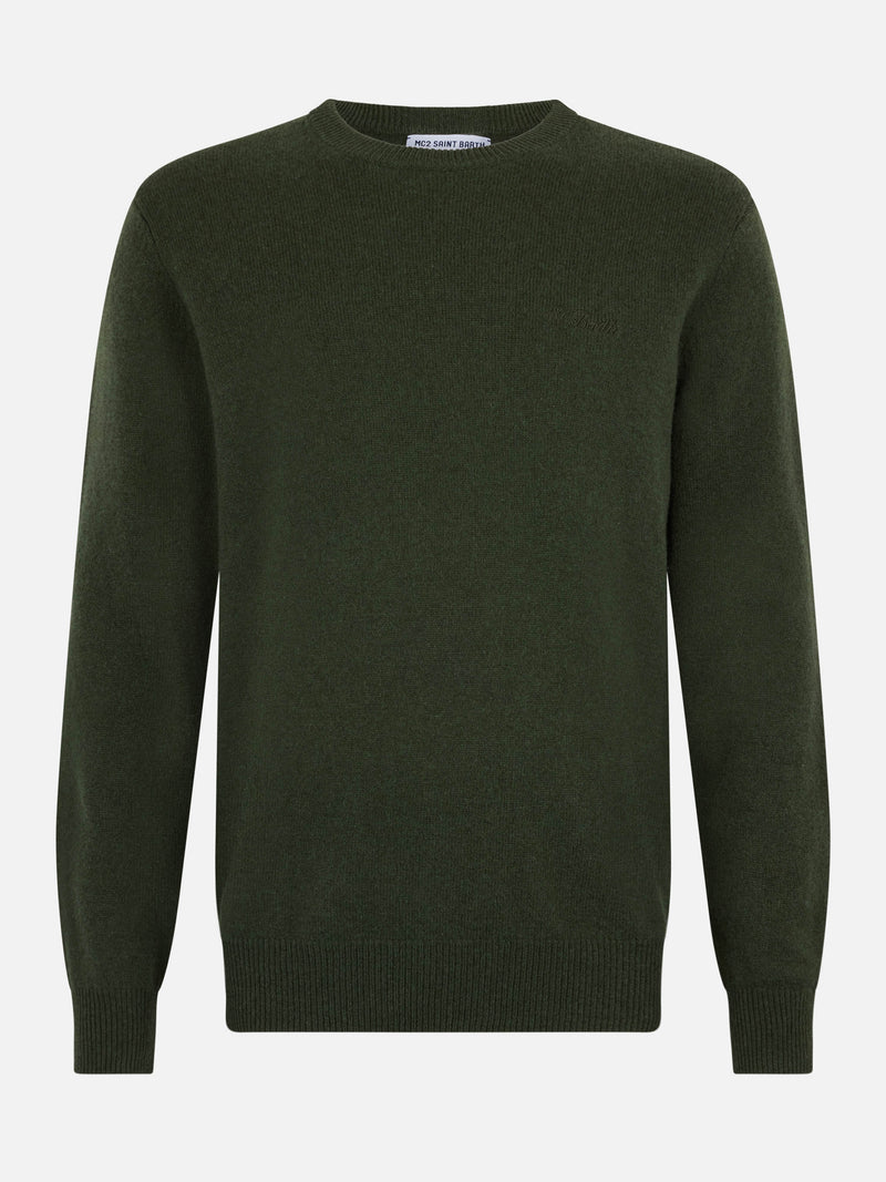 Maglione da uomo in lambswool verde militare Regent