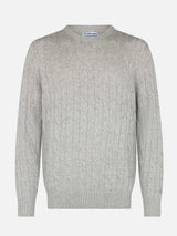 Man cashmere blend tricot light grey sweater Regent