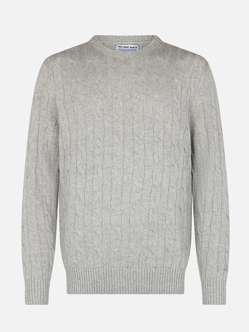 Man cashmere blend tricot light grey sweater Regent