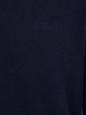 Man navy blue V neck cashmere blend sweater Regent
