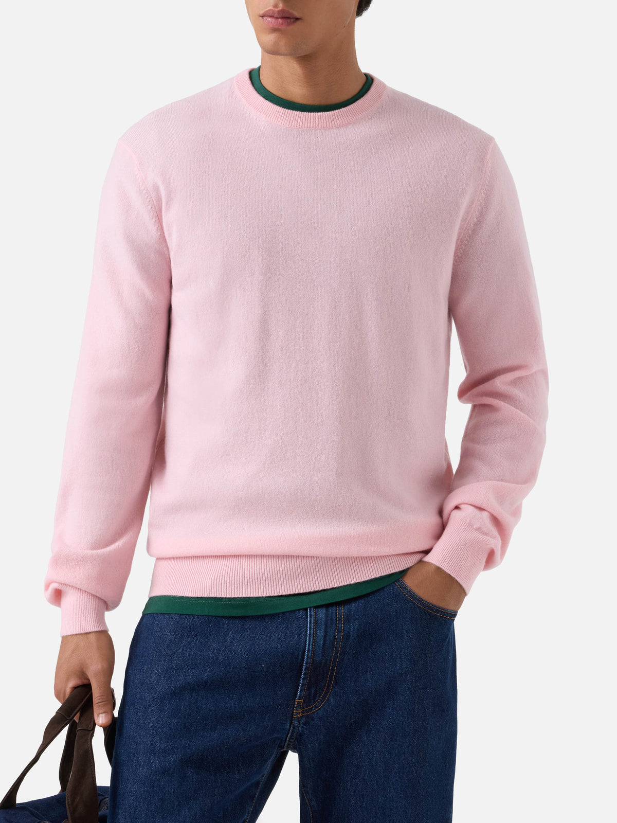 Maglia girocollo Regent rosa in cashmere