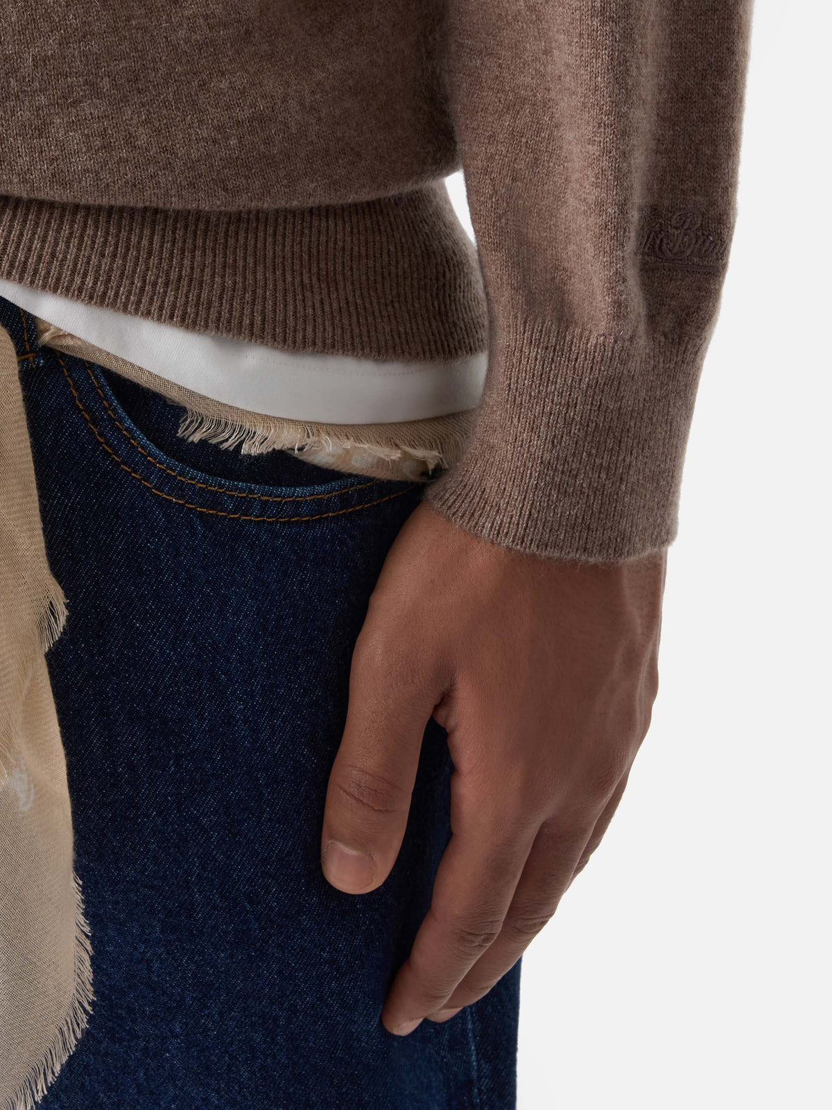 Sweat col rond Regent en camel 