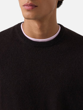 Pull col rond Regent en cachemire marron 