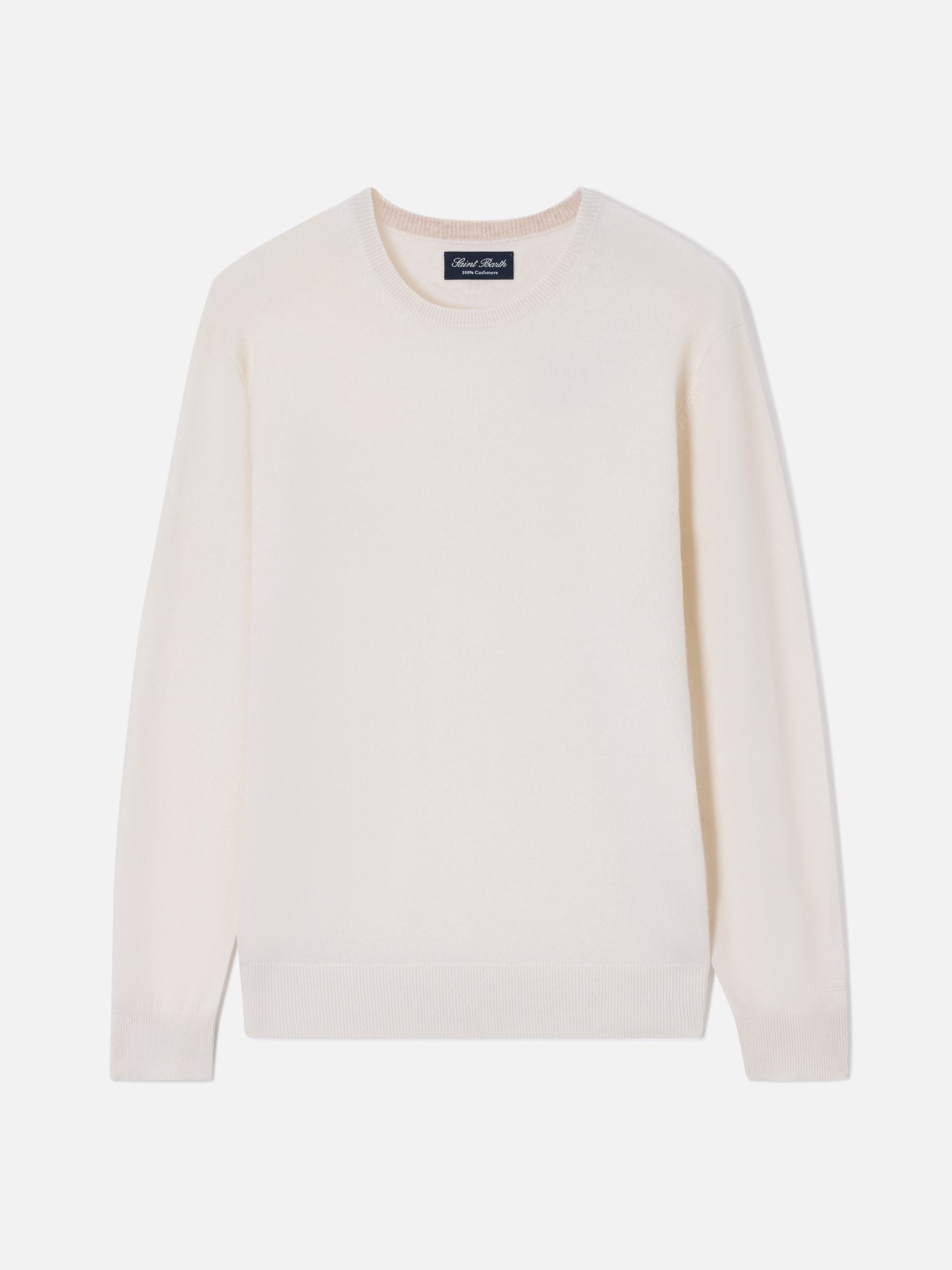 Jersey de cuello redondo Regent en cashmere blanco 