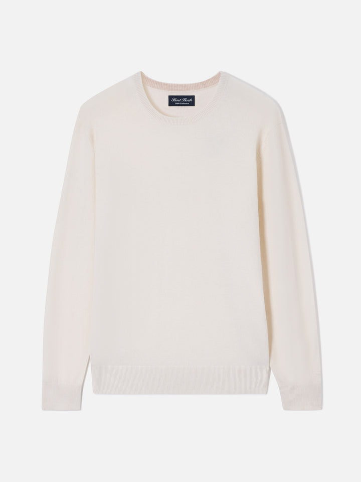 Pull col rond Regent en cachemire blanc 