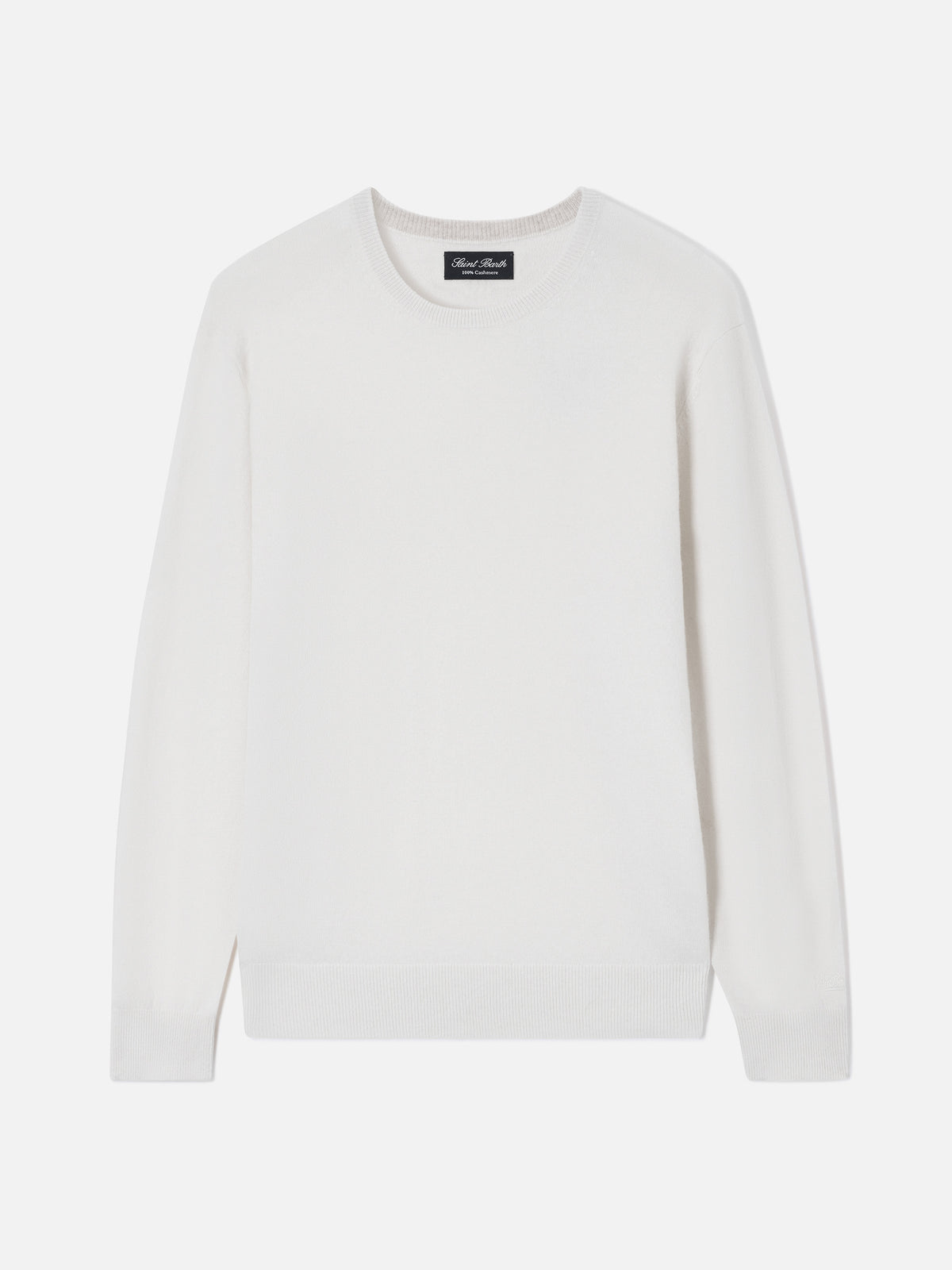 Jersey de cuello redondo Regent en cashmere blanco 