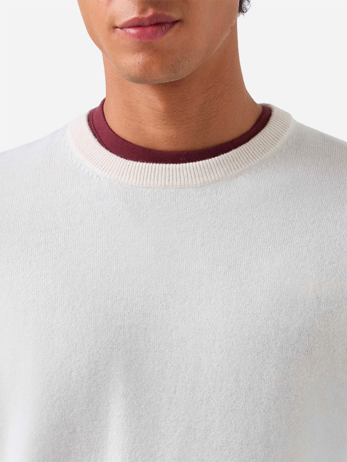 Jersey de cuello redondo Regent en cashmere blanco 