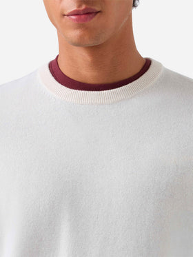 Jersey de cuello redondo Regent en cashmere blanco 