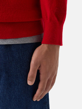 Pull col rond Regent en cachemire rouge 